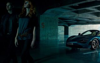 mclaren 720 spyder detail A man and woman walk away from the McLaren 720S Spyder in an underground car park.