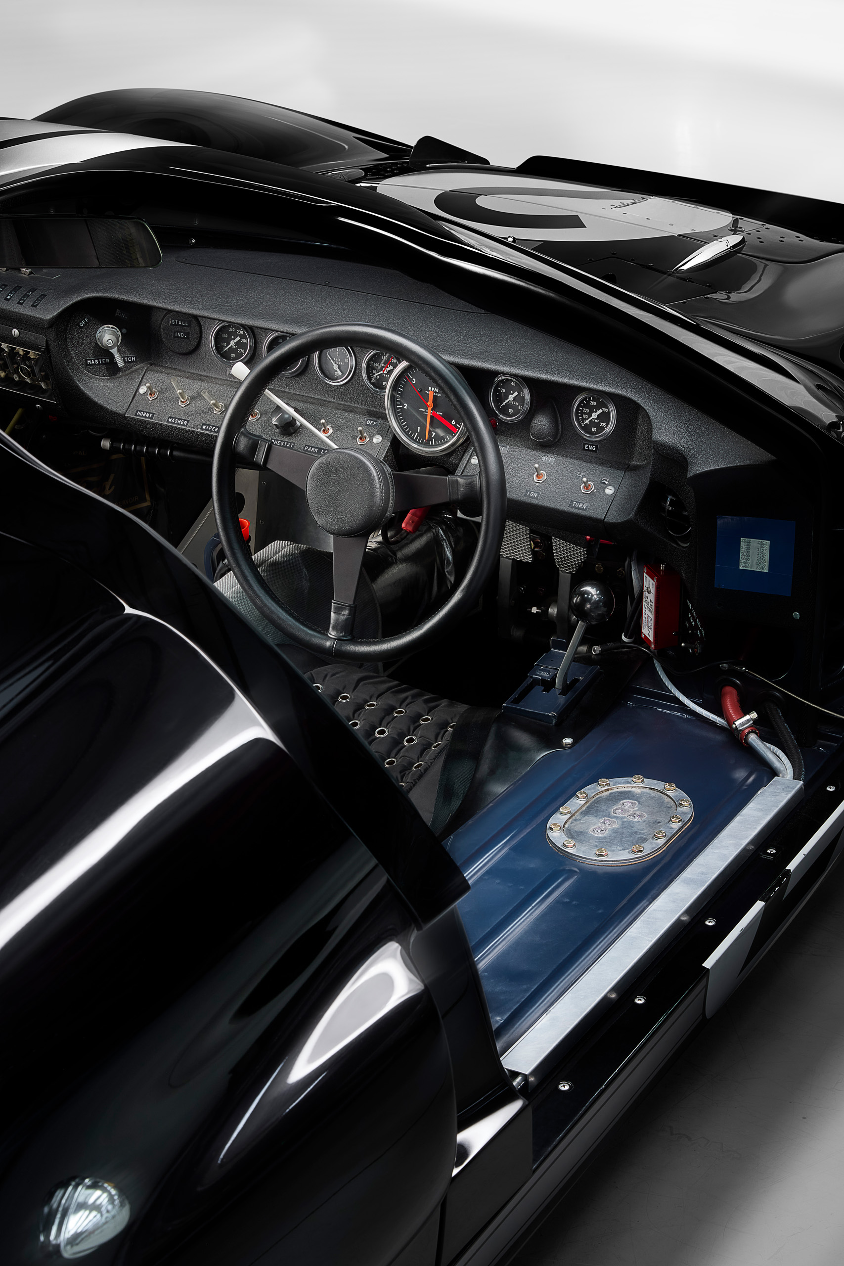 ford-gt40-1966-le-mans-black-car-2-cockpit-interior_16x9 Cockpit and dashboard detail of the black number 2 Ford GT40 from the 1966 Le Mans 1-2-3 finish.
